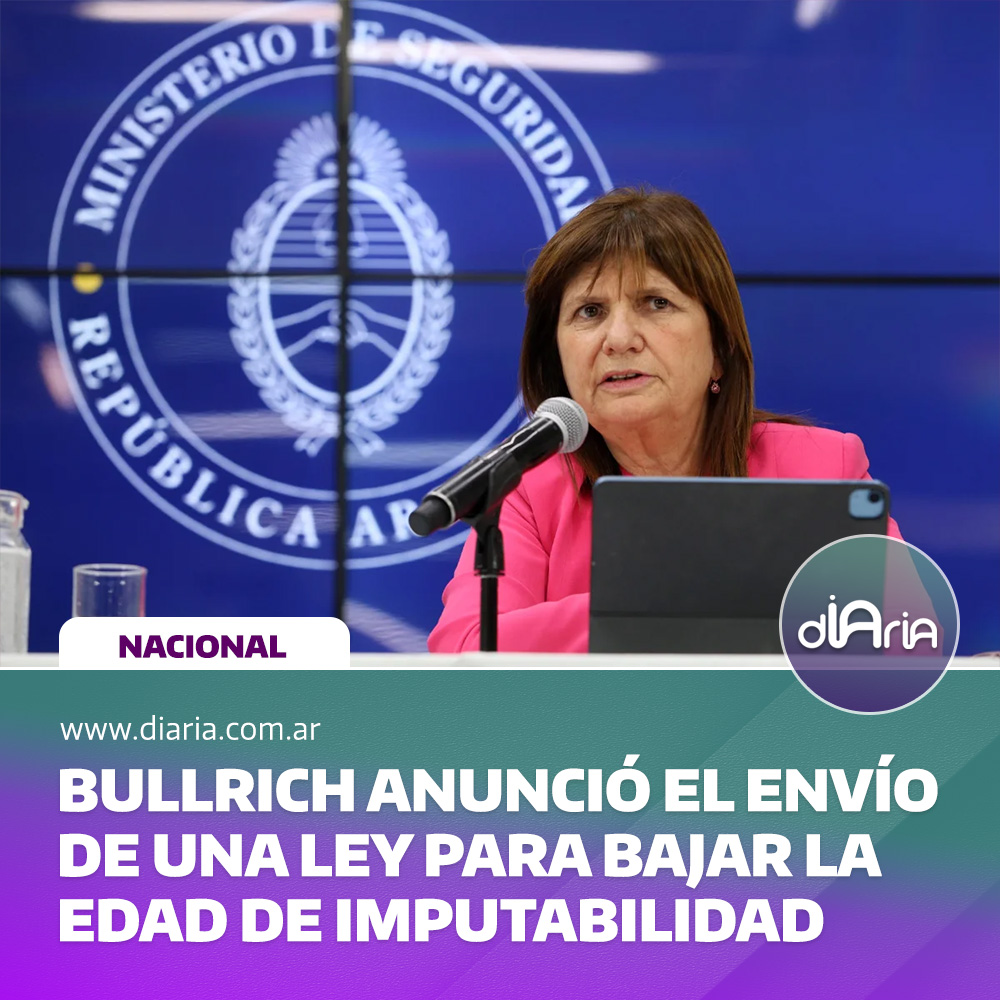 Bullrich anunció el envío de una ley para bajar la edad de imputabilidad